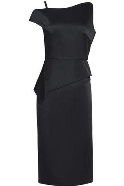 Shop Roland Mouret Woman Asymmetric Crepe-satin Dress Black