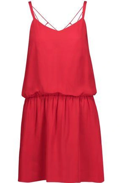 Shop Haute Hippie Exit Strategy Cutout Silk-georgette Mini Dress In Red