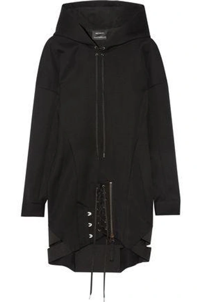 Shop Anthony Vaccarello Woman Hooded Lace-up Wool Dress Black