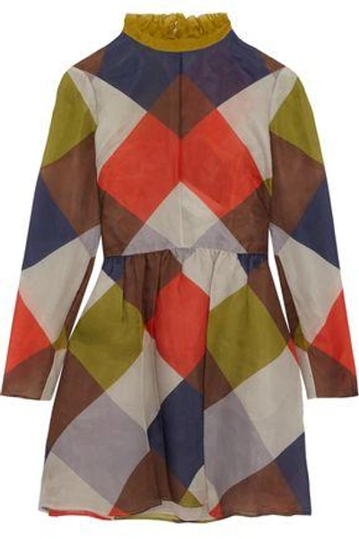 Shop Valentino Printed Silk-organza Mini Dress In Multicolor