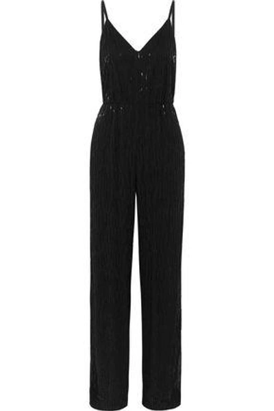 Shop Alice And Olivia Woman Porsha Beaded Crepe Jumpsuit Black