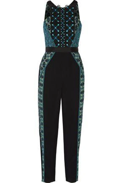 Shop Peter Pilotto Woman Atom Embroidered Tulle And Crepe Jumspuit Multicolor
