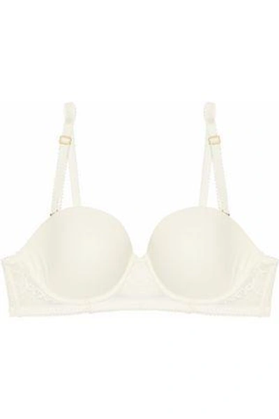 Shop Stella Mccartney Woman Stretch-lace And Jersey Contour Bra Ivory