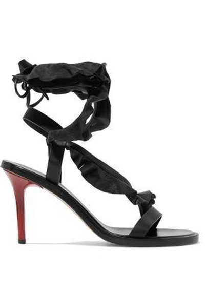 Shop Isabel Marant Woman Ansel Ruffle-trimmed Leather Sandals Black