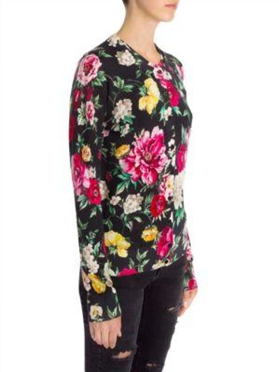 Shop Dolce & Gabbana Silk Floral-print Cardigan In Black Base Floral