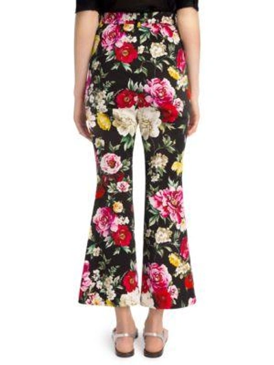 Shop Dolce & Gabbana Floral Flare-leg Pants In Black Base Floral