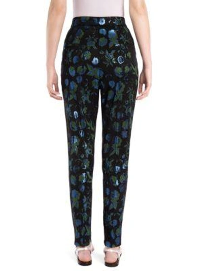 Shop Dolce & Gabbana Floral Jacquare Slim Pants In Blue Floral