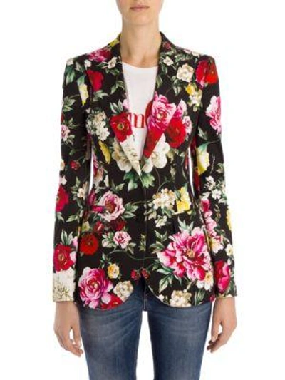 Shop Dolce & Gabbana Cotton Floral-print Jacket In Black Base Floral