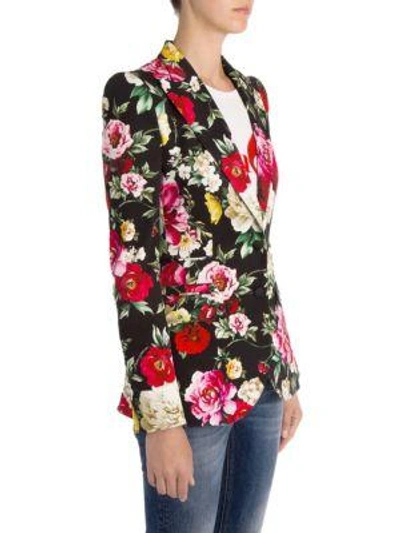 Shop Dolce & Gabbana Cotton Floral-print Jacket In Black Base Floral