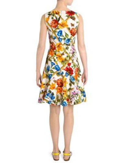 Shop Dolce & Gabbana Floral Bamboo-print Dress In Floral Multi