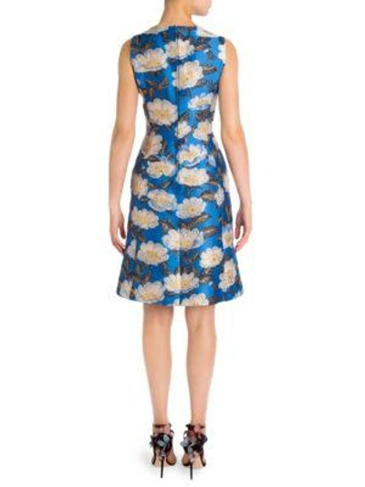 Shop Dolce & Gabbana Floral Jacquard Sleeveless Dress In Light Blue