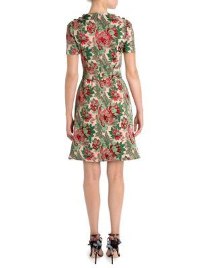 Shop Dolce & Gabbana Floral Jacquard Short-sleeve Dress In Black Print