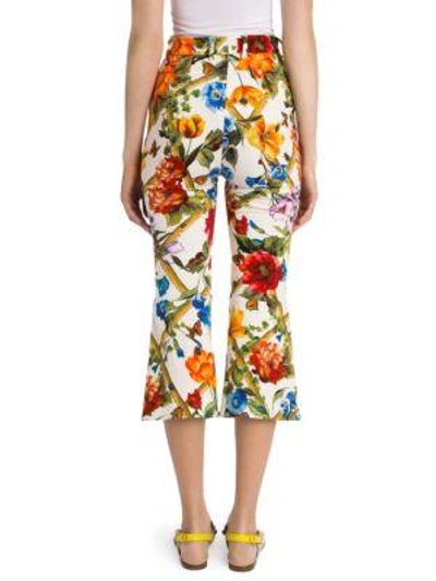 Shop Dolce & Gabbana Floral Bamboo Print Cropped Pants In Floral Multi