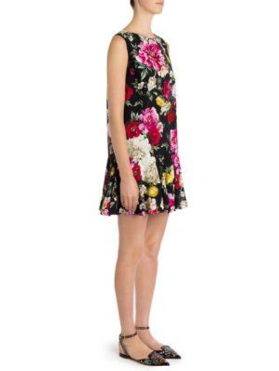 Shop Dolce & Gabbana Sleeveless Floral-print Dress In Black Base Floral