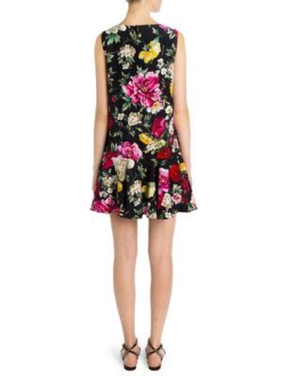 Shop Dolce & Gabbana Sleeveless Floral-print Dress In Black Base Floral