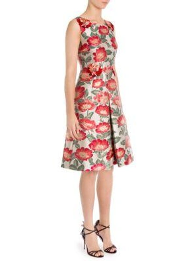 Shop Dolce & Gabbana Floral Jacquard Embroidered Sleeveless Dress In Floral Jacqard