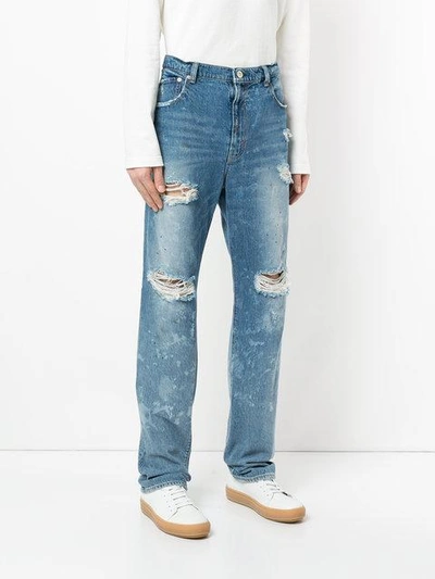 Shop Red Card Ripped Straight Jeans - Blue