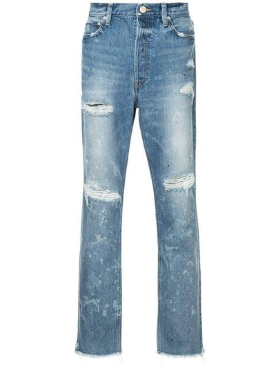 Shop Red Card Ripped Slim-fit Jeans - Blue