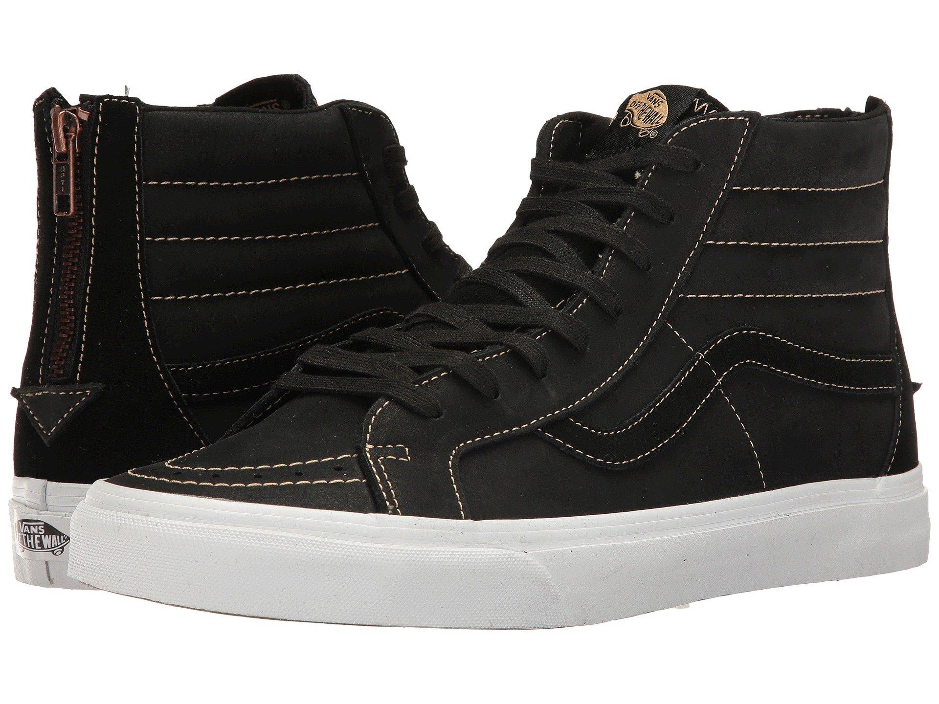 black leather vans with zipper