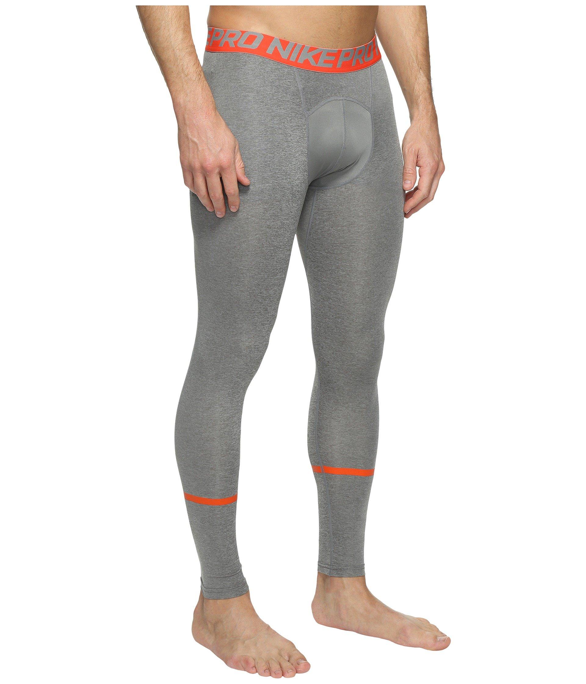 Nike Pro Swoosh Compression Tight In Carbon Heather/max Orange | ModeSens