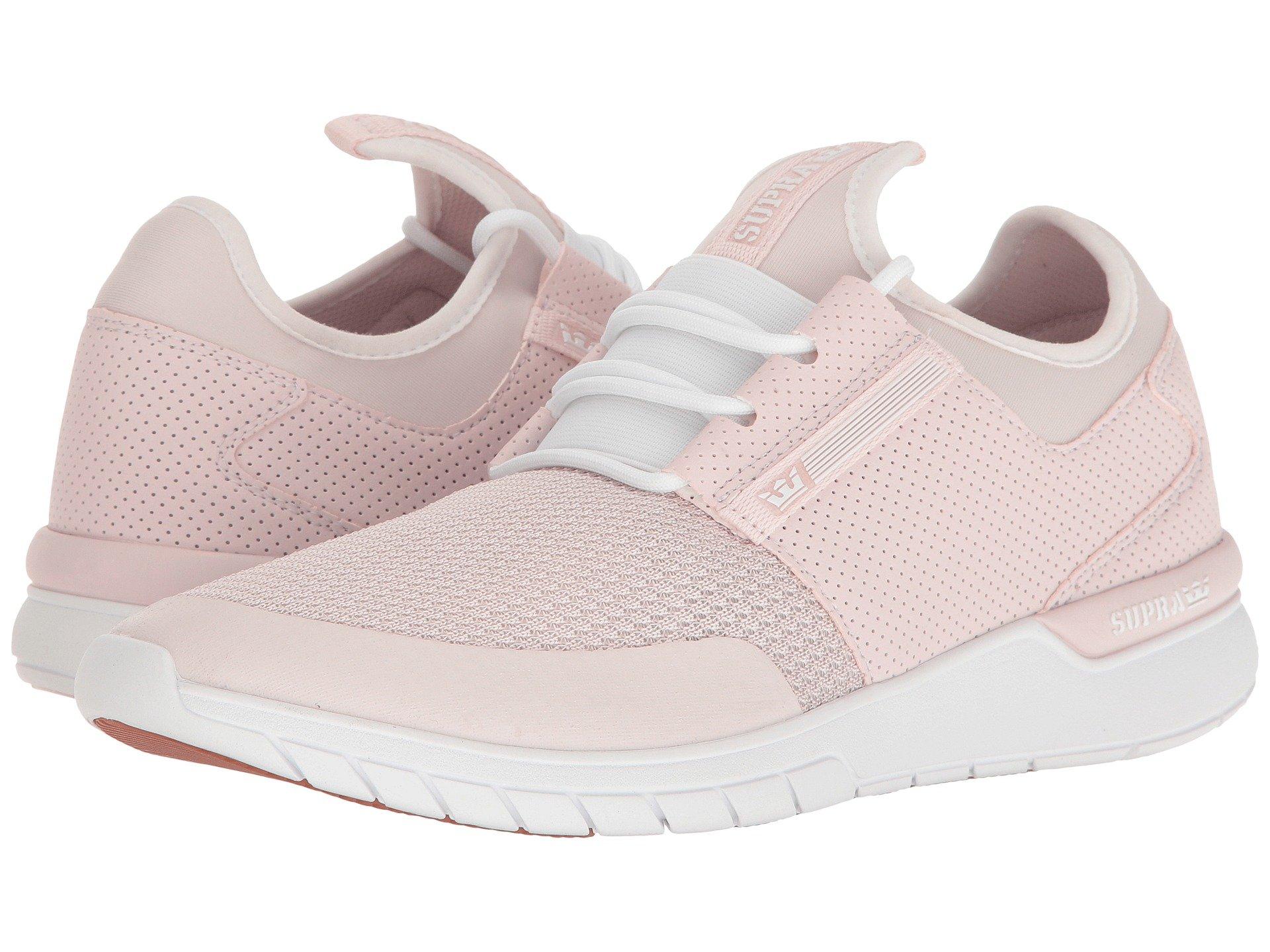 light pink and white shoes