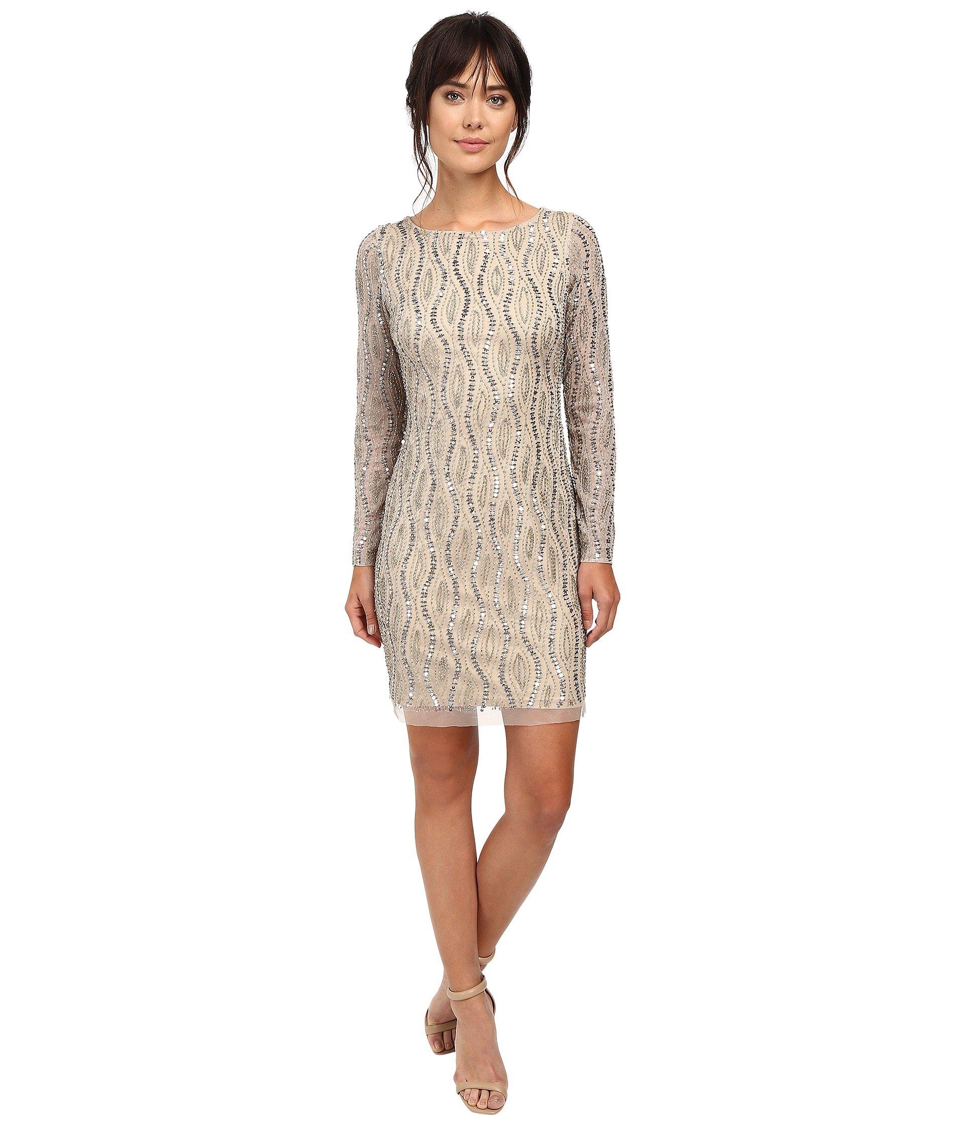 silver beaded cocktail dress