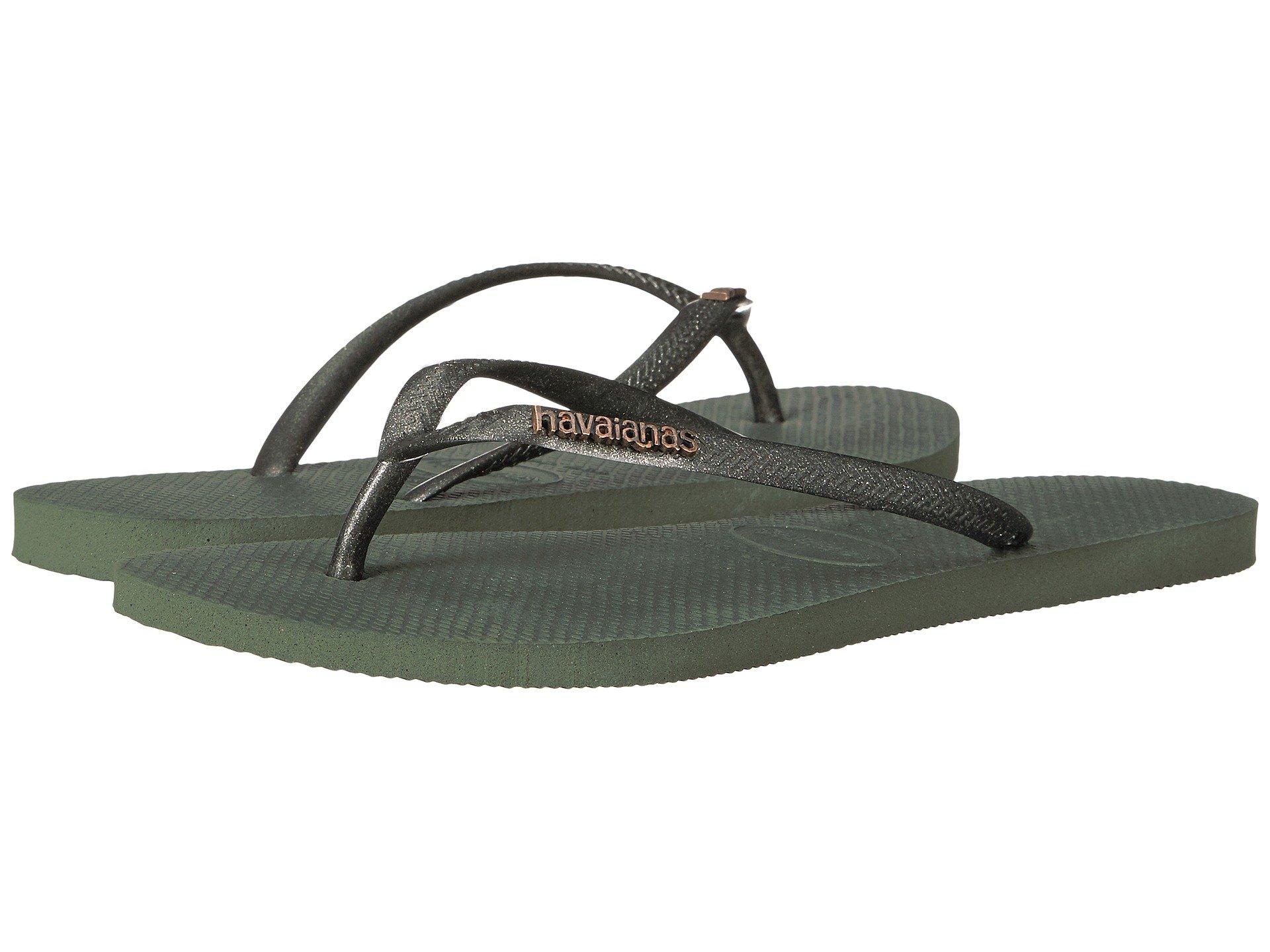 havaianas slim metallic flip flops