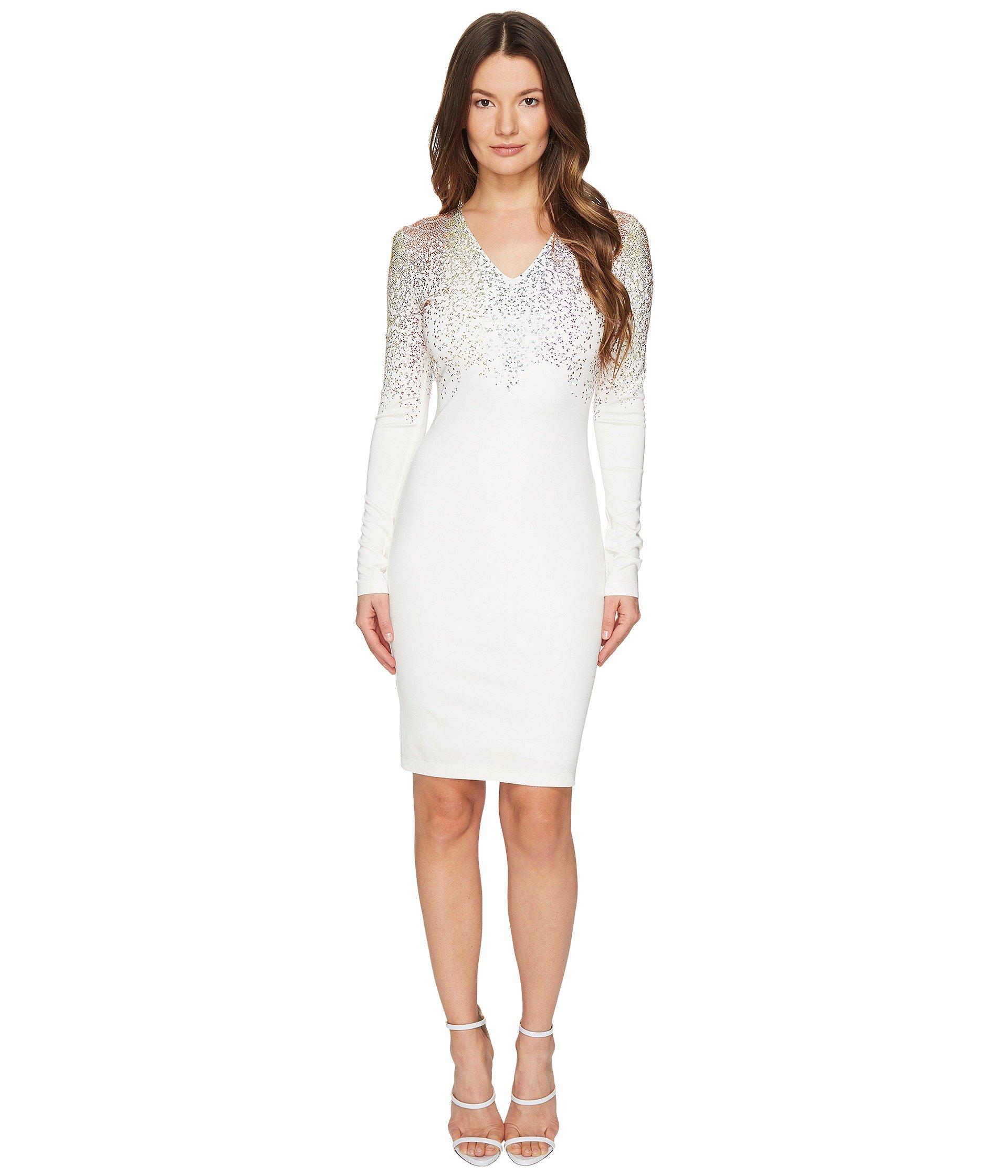 white long sleeve fitted dress