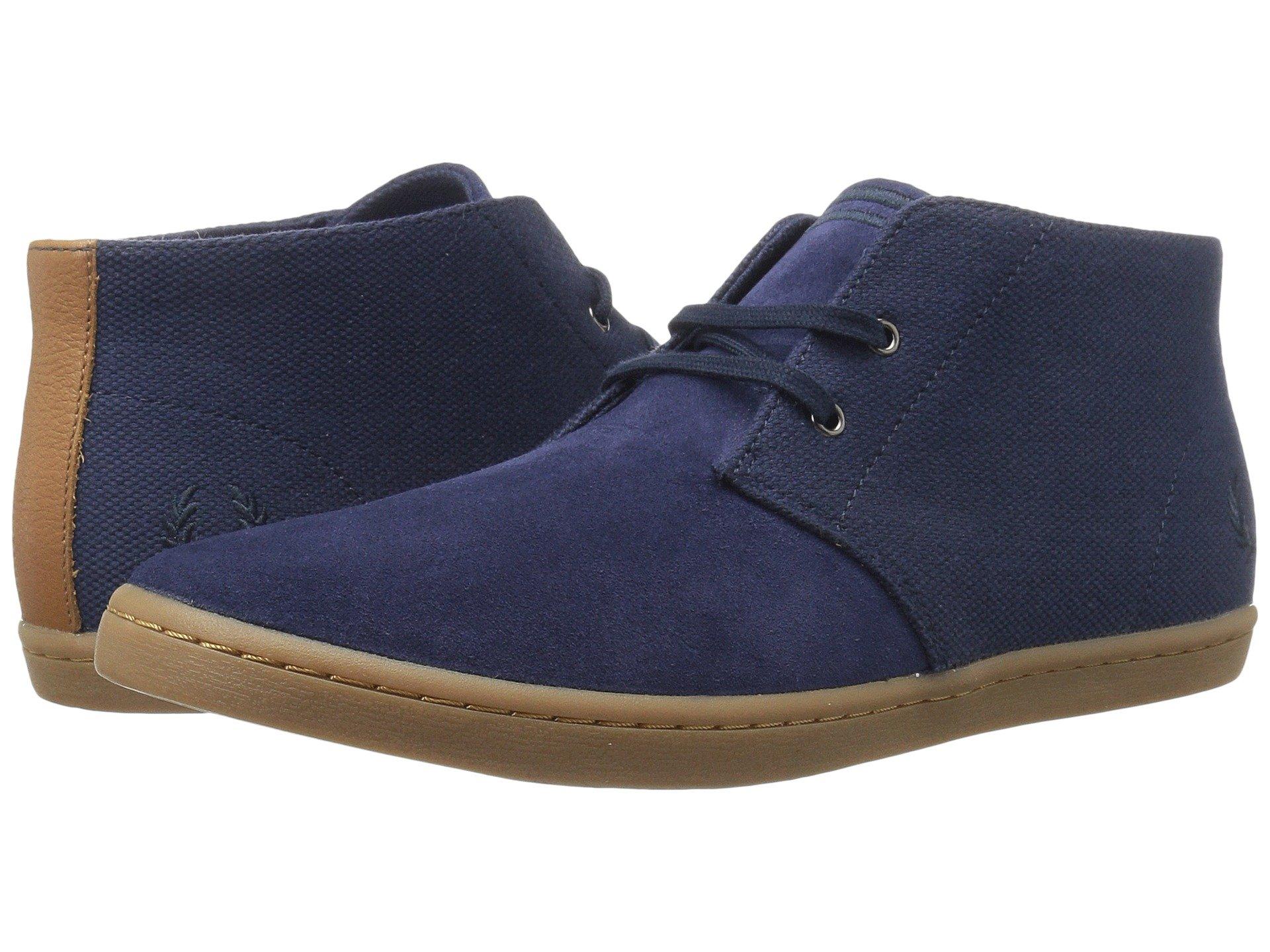Fred Perry Byron Mid Suede Woven Canvas, Carbon Blue/navy | ModeSens