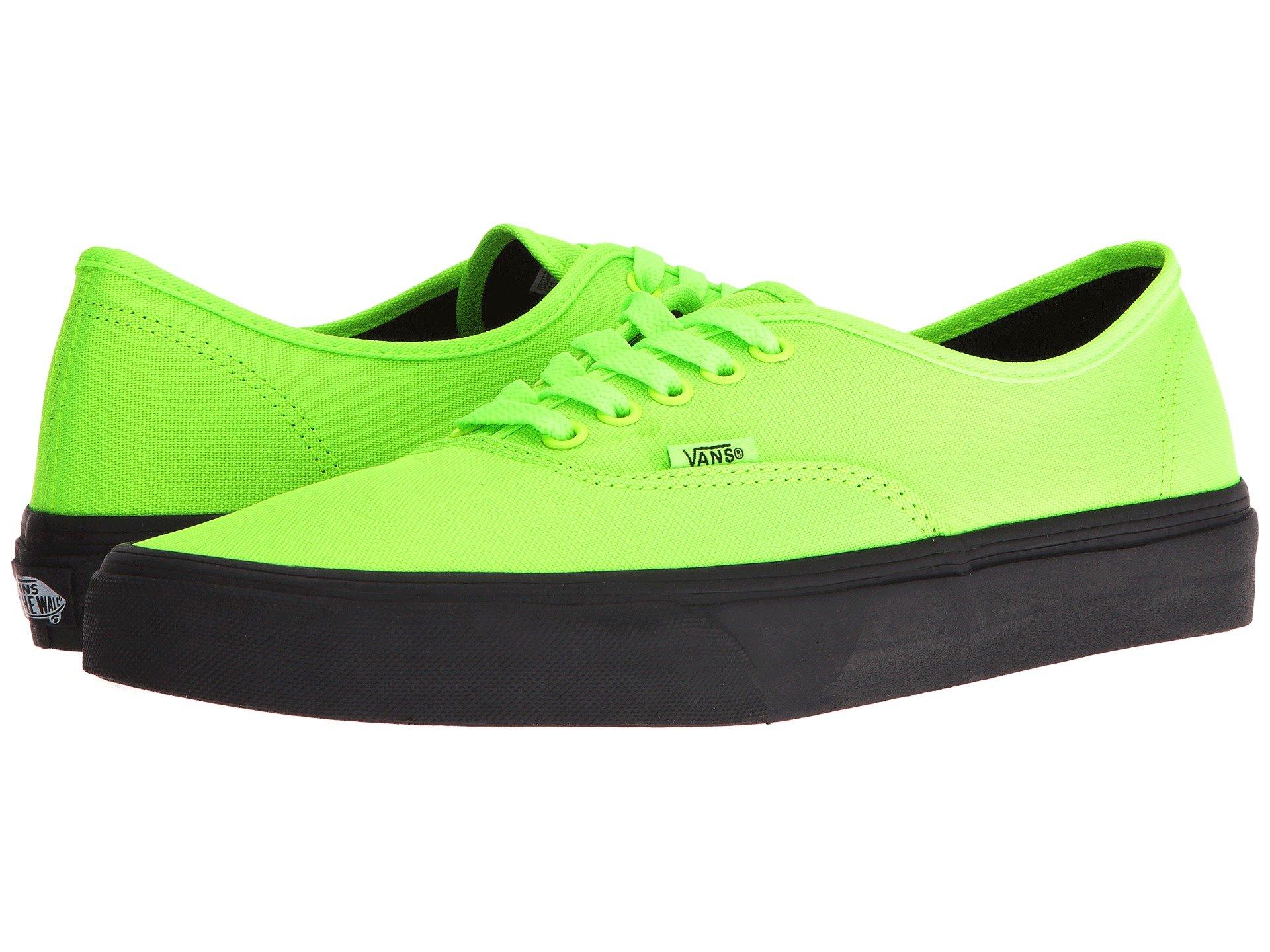 black and neon green vans