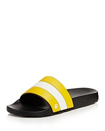 Shop Bally Sleter Pool Slide Sandals In Kodak Yellow/white