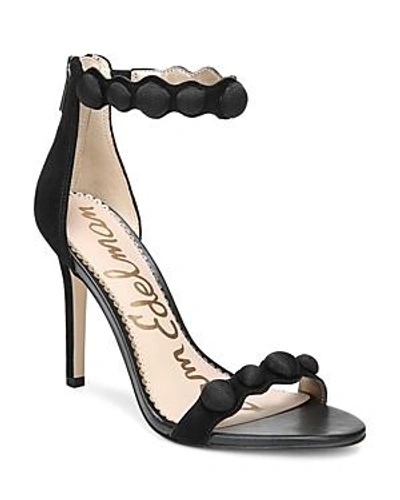 Shop Sam Edelman Women's Addison Suede High Heel Ankle Strap Sandals In Black