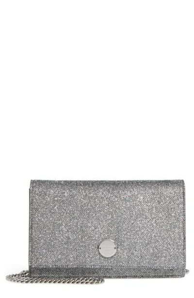 Shop Jimmy Choo Florence Lame Glitter Clutch - Grey In Anthracite