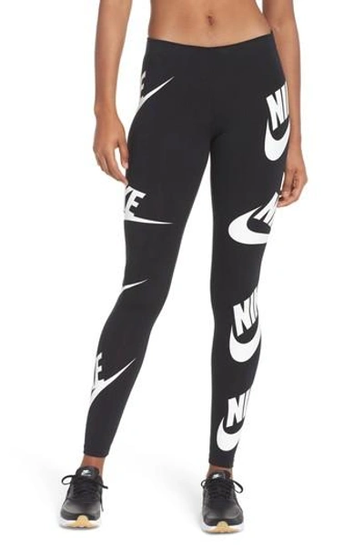 Shop Nike Sportswear Graphic Leggings In Black/ White