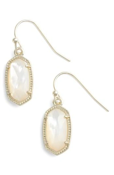 Shop Kendra Scott Lee Small Drop Earrings In Ivory Mother Of Pearl/ Gold