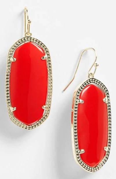 Shop Kendra Scott Elle Drop Earrings In Bright Red/ Gold