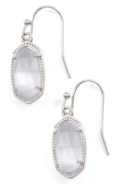 Shop Kendra Scott Lee Small Drop Earrings In Slate Cats Eye/ Silver