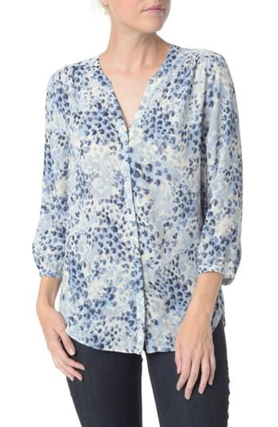 Shop Nydj Pleat Back Blouse In Snow Cat Forever Blue