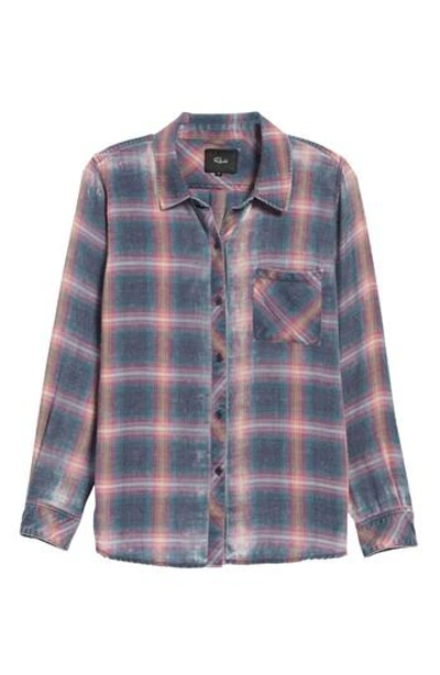 Shop Rails Hunter Plaid Shirt In Navy Pink Jade Cloud Wash