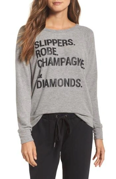 Shop Chaser Drape Back Love Knit Sweatshirt In Heather Grey