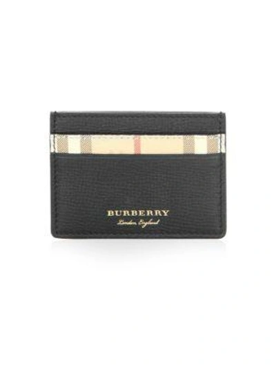Shop Burberry Plaid Leather Card Case In Black