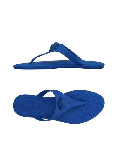 Shop Versace Flip Flops In Blue
