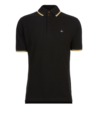 Shop Vivienne Westwood Classic Overlock Polo Shirt Black