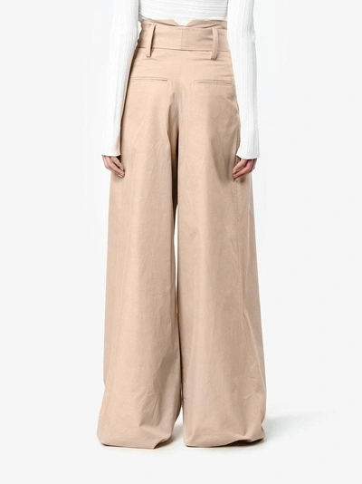 Shop Wright Le Chapelain Oxford Bags Wide-leg Trousers In Nude&neutrals