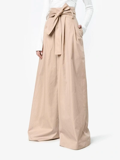Shop Wright Le Chapelain Oxford Bags Wide-leg Trousers In Nude&neutrals