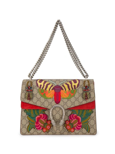 Shop Gucci Moth Embroidered Dionysus Shoulder Bag