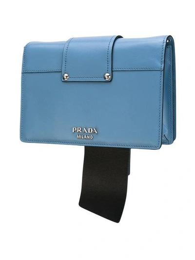Shop Prada Strap Closure Crossbody Bag - Blue