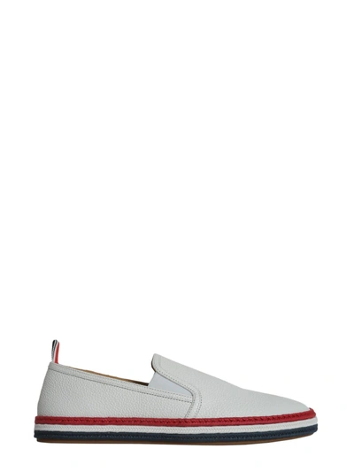 Shop Thom Browne Leather Espadrilles In Bianco