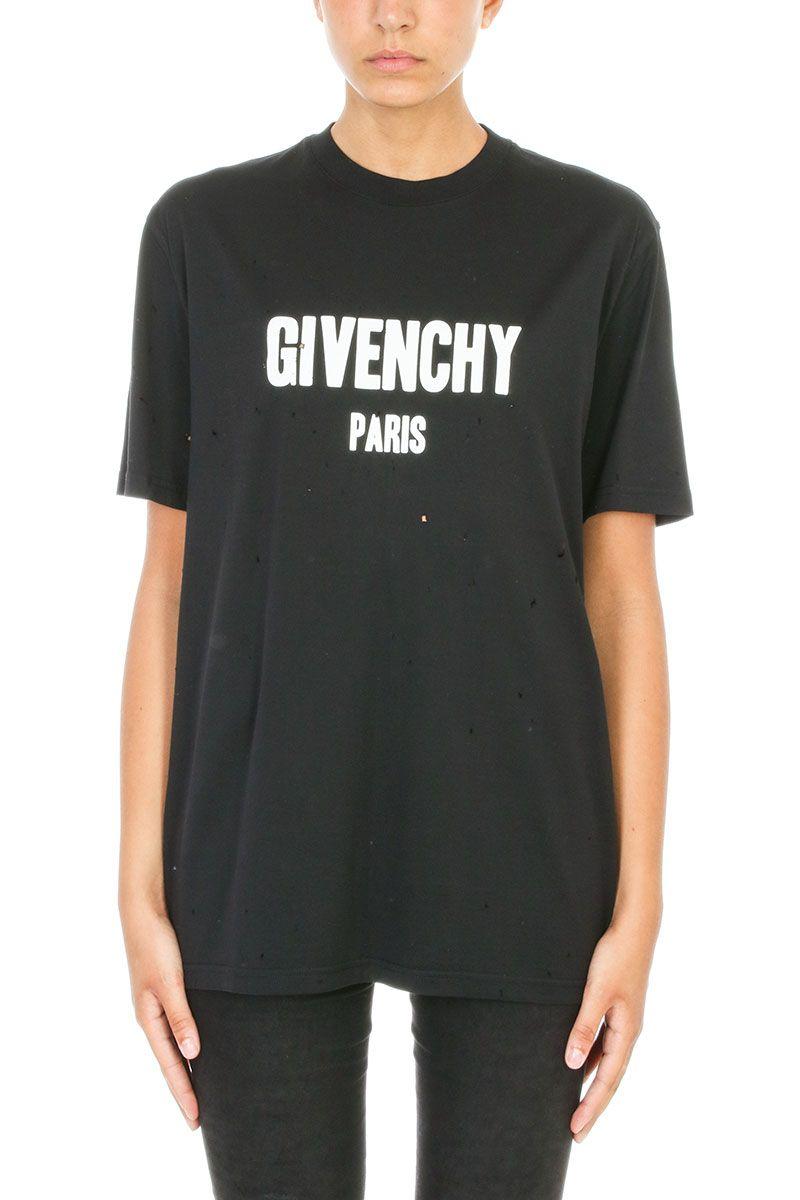 Givenchy Distressed Logo Print Over T-shirt In Black | ModeSens