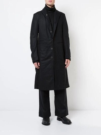 Shop Individual Sentiments Stretch Flannel Coat In Black